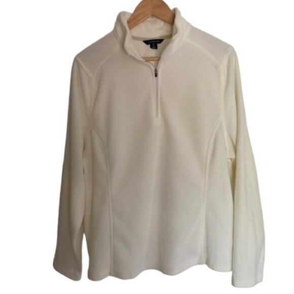 Land's End Ivory Polartec 1/4 Zip Fleece Pullover XLarge - Picture 1 of 4
